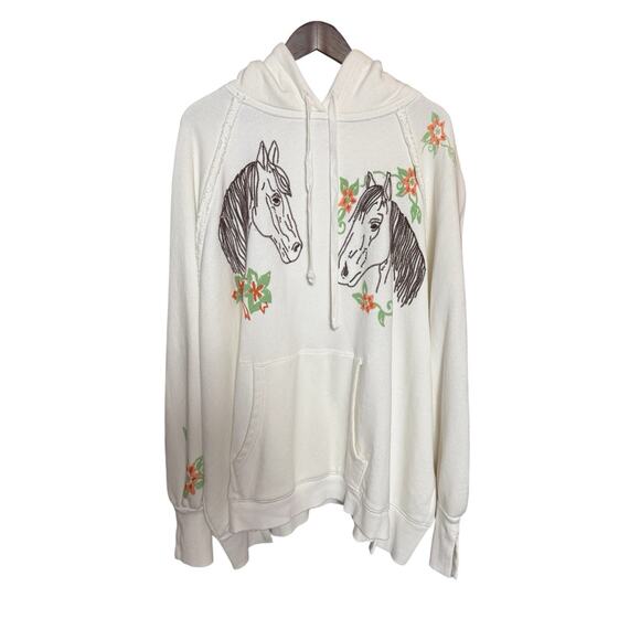 RARE Free People Keepsake Hoodie Horse Sweatshirt EXTREMELY RARE Size XL - Picture 4 of 7